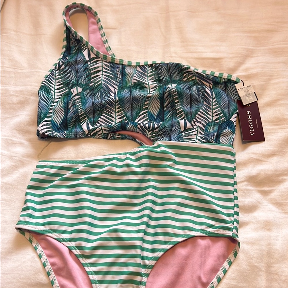 Vigoss Tropical Leaf and Stripe Bikini